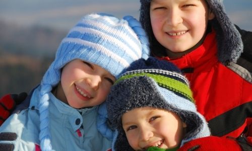 children outside in winter